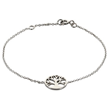 Bracelet en argent 925 (1,36 g), ajustable sur chaîne avec médaille Arbre de Vie Ø 1,1 cm. Livré en boîte.